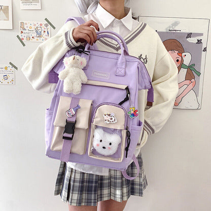 Large Teens Nylon Backpacks College School Bag Teenage Girl Cute Travel Rucksack