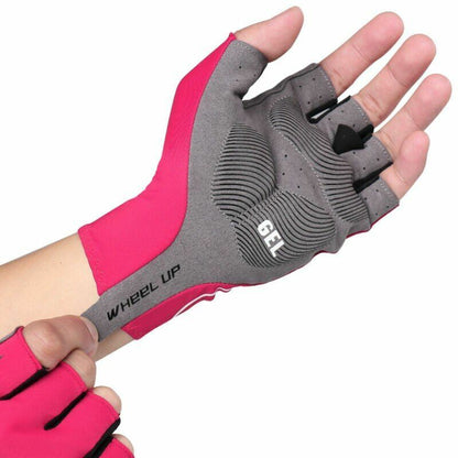 Unisex Cycling Gloves Wheel Up Bike Gel Half Finger Wears Finger Outdoor Sport