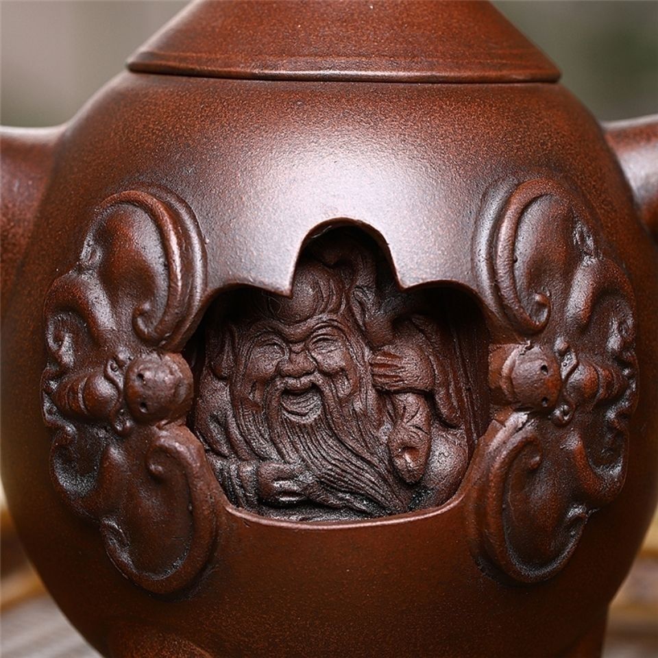 Chinese Vintage Purple Clay Pot Tea Pot Wine Pot Red Clay Birthday Star Pot