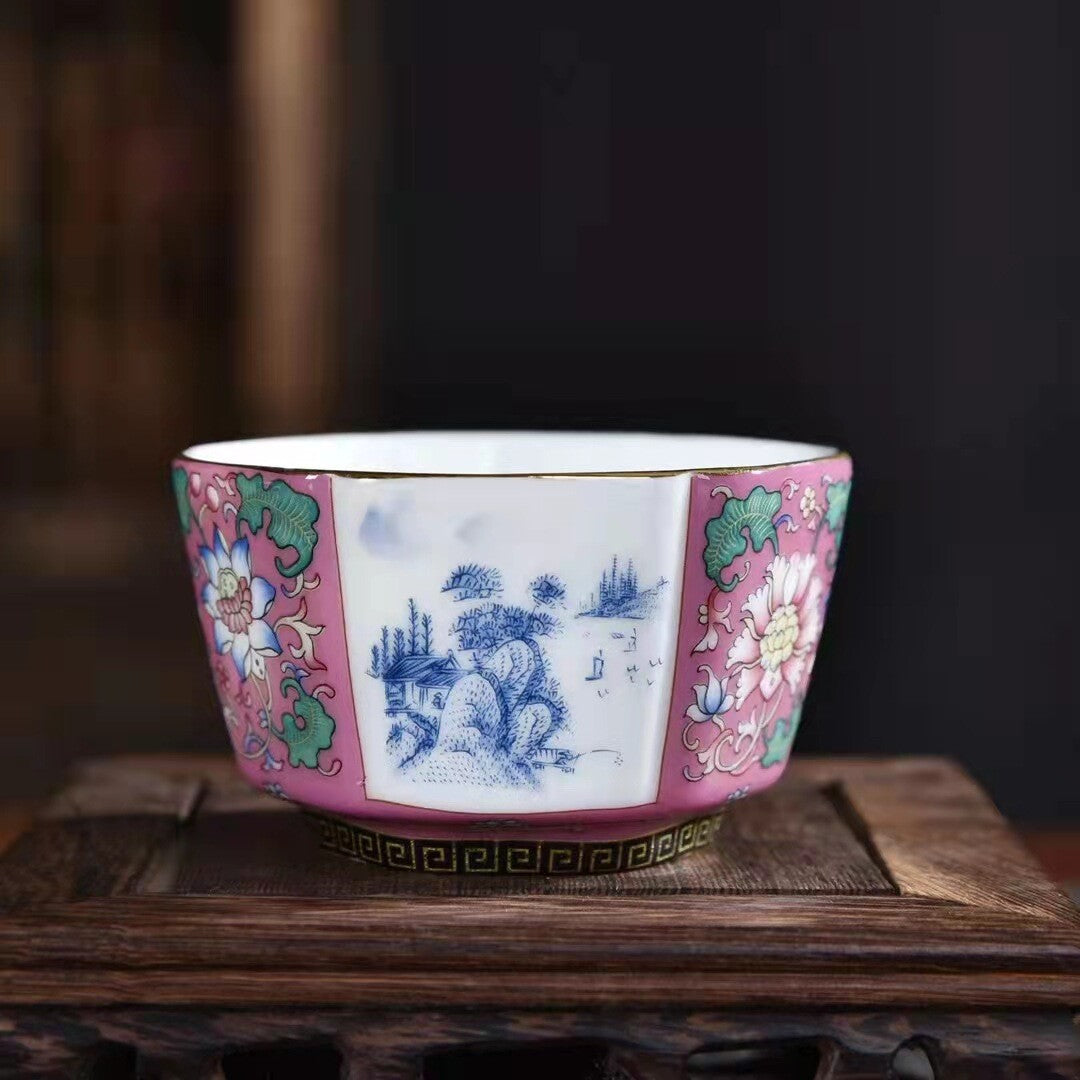 Color Enamel Craft Porcelain Tea Cup 110ml Chinese Ceramic Master Cup Floral New