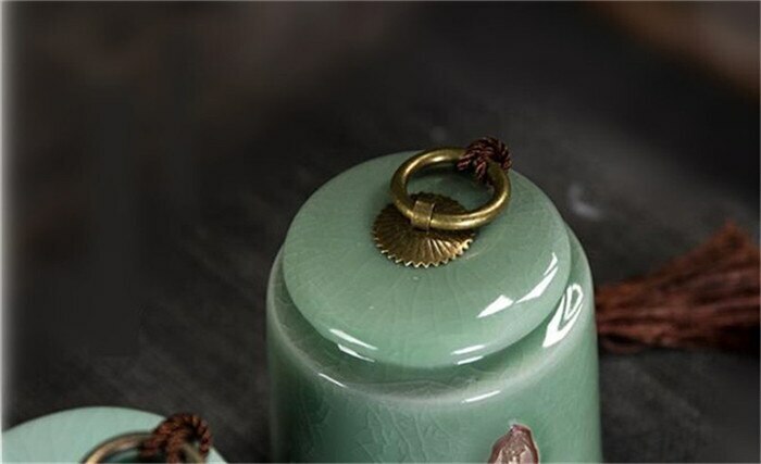 Traditional Ceramics Tea Box Sealed Tank Storage Bottle Candy Jar Spices Caddy