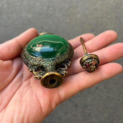 Chinese Hand-carved Cloisonne Color-changing Stone Snuff Bottle