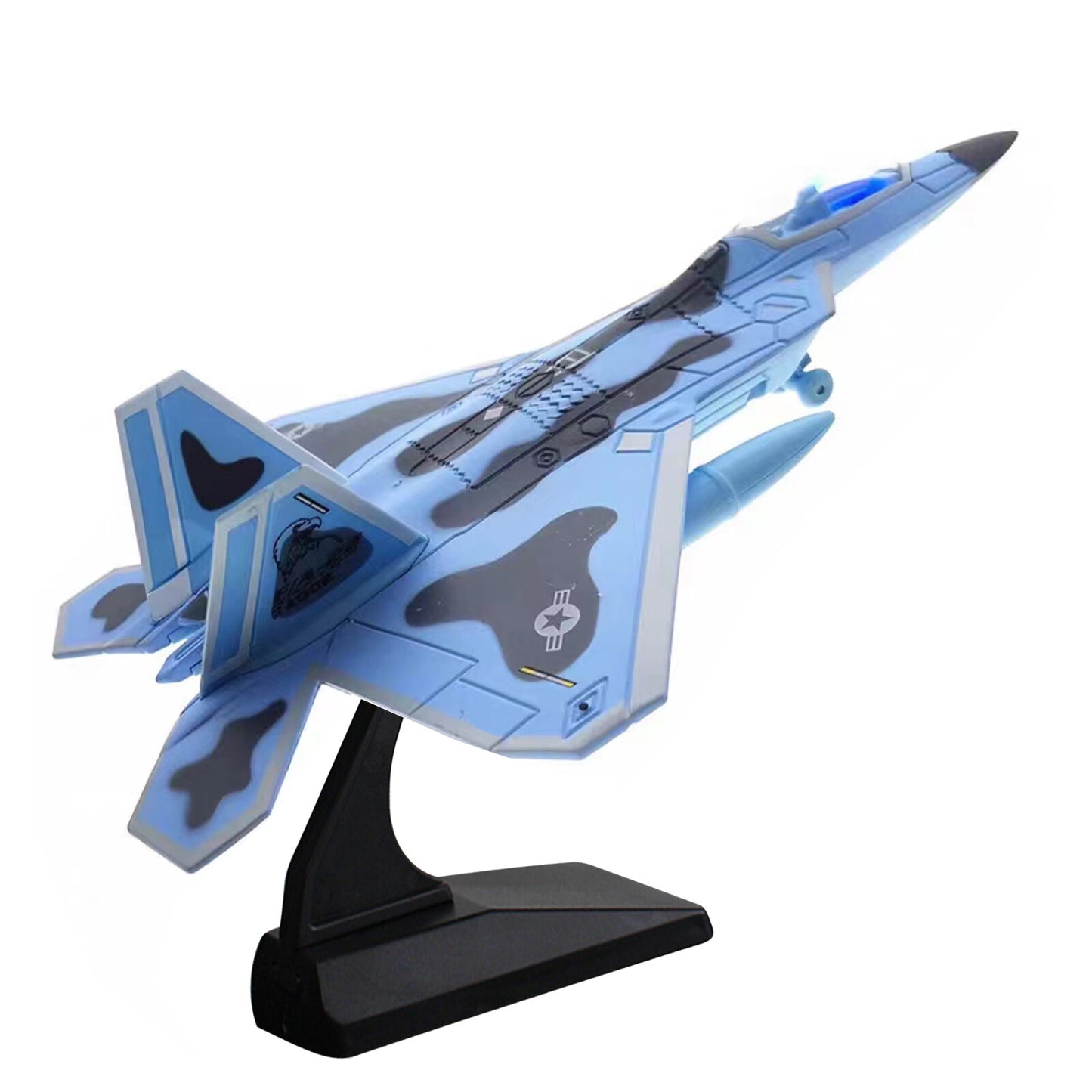 1:100 Aviation Aircraft Model F-22 Alloy Fighter Aircraft Sound Light Military