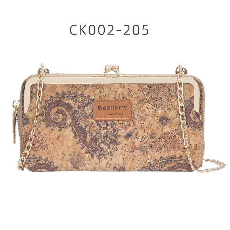 Wallets Wood Grain Chain Long Phone Holder Classic Purse Zipper Wallet 11*5*20CM