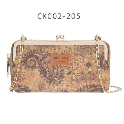Wallets Wood Grain Chain Long Phone Holder Classic Purse Zipper Wallet 11*5*20CM