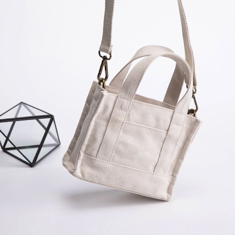 Canvas Messenger Bag Shoulder Bag Canvas Small Purse Handbag Flap Pouch Black
