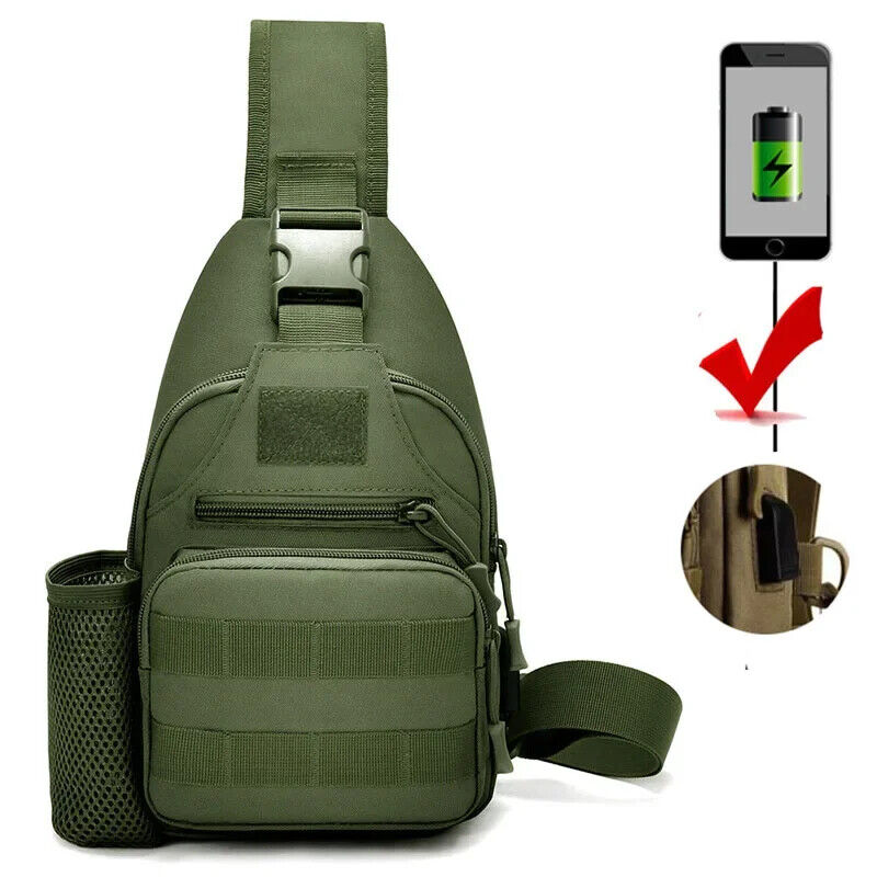 Men Canvas Shoulder Bags Travel Men's Crossbody Bag Army Style Chest Back Pack