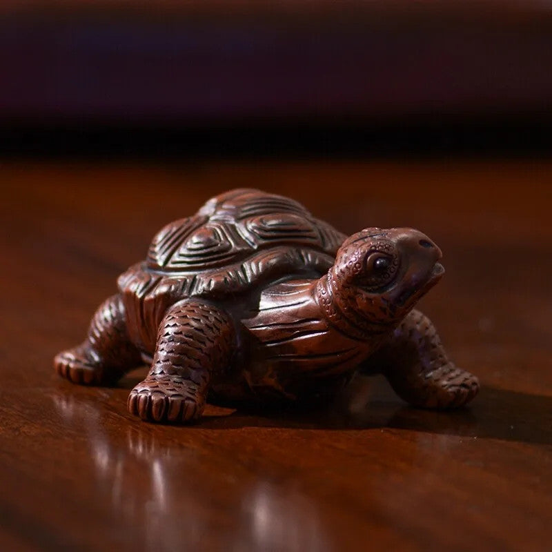 10cm Chinese Yixing Purple Clay Handmade Artware Turtle Mascot Tea Pet Decor