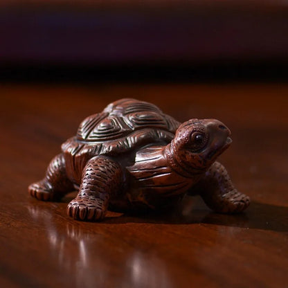 10cm Chinese Yixing Purple Clay Handmade Artware Turtle Mascot Tea Pet Decor