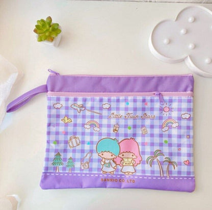 Cute Cartoon File Bag, Canvas A4 Double-Layer Tutoring Bag, Information Bag