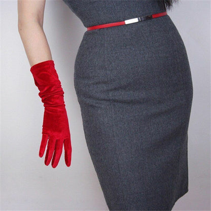 Fashion Velvet Gloves 22/40/50/60/70cm Long Opera Women Elastic Touchscreen Mitt