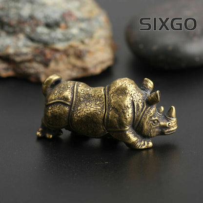 Chinese Asian Antique Collectible Brass Rhinoceros Exquisite Statue Collection