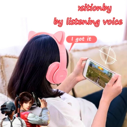 Audifonos Inalambricos Bluetooth 5.0 Cat LED Mic Auriculares para Mujer Niñas