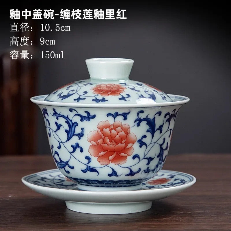 150ml Exquisitely Ceramic Gaiwan Chinese Hand-painted Kung Fu Tea Cup Tea Bowl