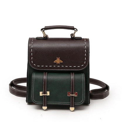 Women Backpack School College Bags Vintage Synthetic Leather 21*20*10 CM Green