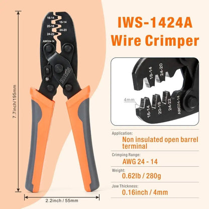 IWISS IWS-1424A Open Barrel Terminal Crimper Plier Tool for Molex Style Terminal