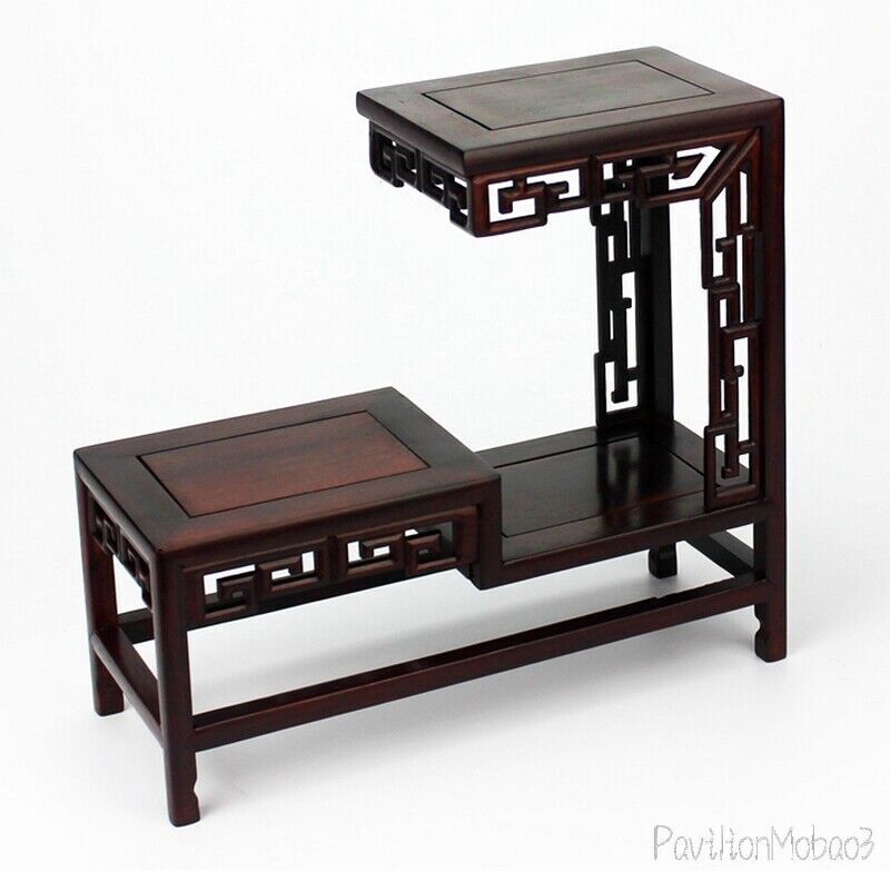 Old Rosewood Rack Art Craft Stand Bonsai Teapot Stone Vase Flower Pot Base