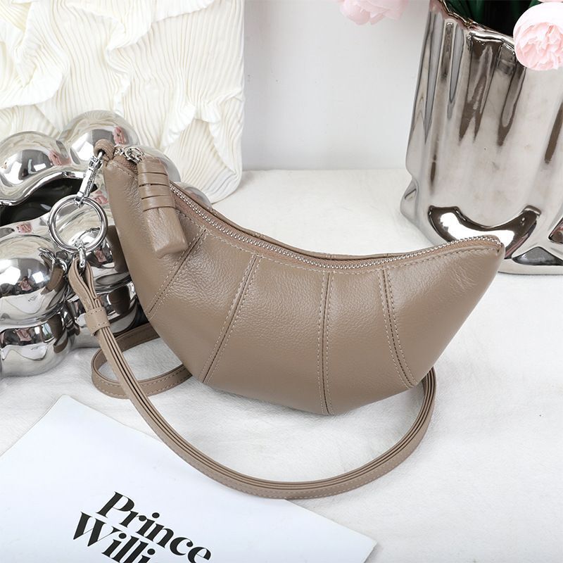 Cowhide Croissant Bag Halter Shoulder Dumpling Bag Genuine Leather Underarm Bag