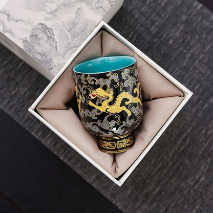 Chinese Dragon Pattern Ceramic Teacup Kung Fu Master Cup Home Office Tea Cup