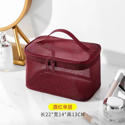 Transparent Mesh Purse Cosmetics Makeup Toiletries Traveling Organizer Bag 1 PC