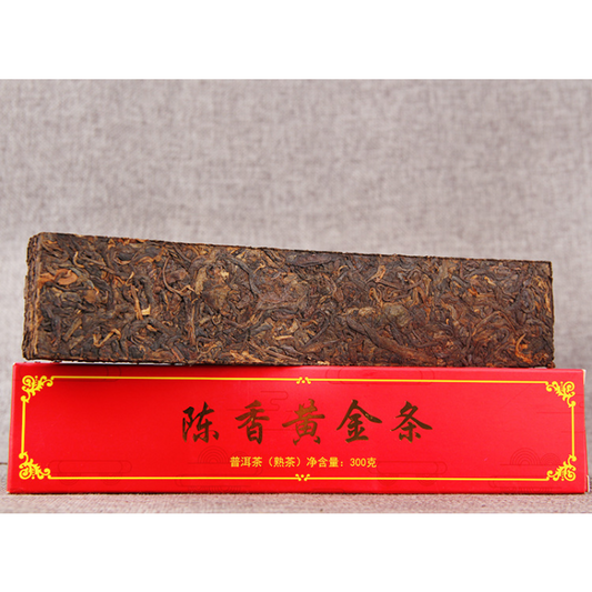 300g Puerh Ripe Tea Aged Golden Bar Spring Tea Ancient Pu'er Tea Black Tea