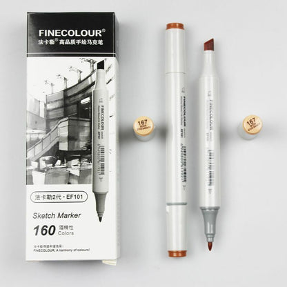 Finecolour Markers Brown Blue Color Double-Ended Art Sketch Drawing Marker Pen