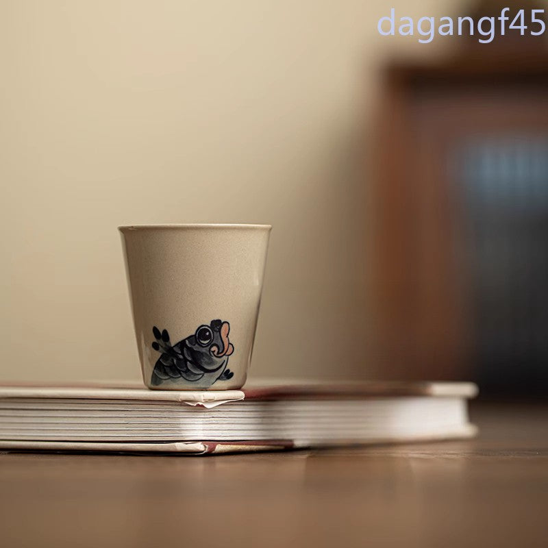 1Pc Chinese Ceramics Hand Drawn Kungfu Teacup Household Cup Tea Tasting Cup
