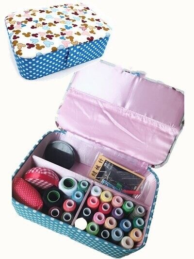 Sewing Tool Kits Multifunction Needles Tape Scissor Threads Home Storage Box Set