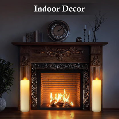14" X 4" Large Outdoor Candles, Waterproof Flickering LED Flameless Candles with
