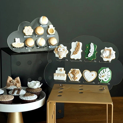 Cookies Display Rack Acrylic Dessert Donut Biscuit Pastry Stand Holder 36x25x5cm