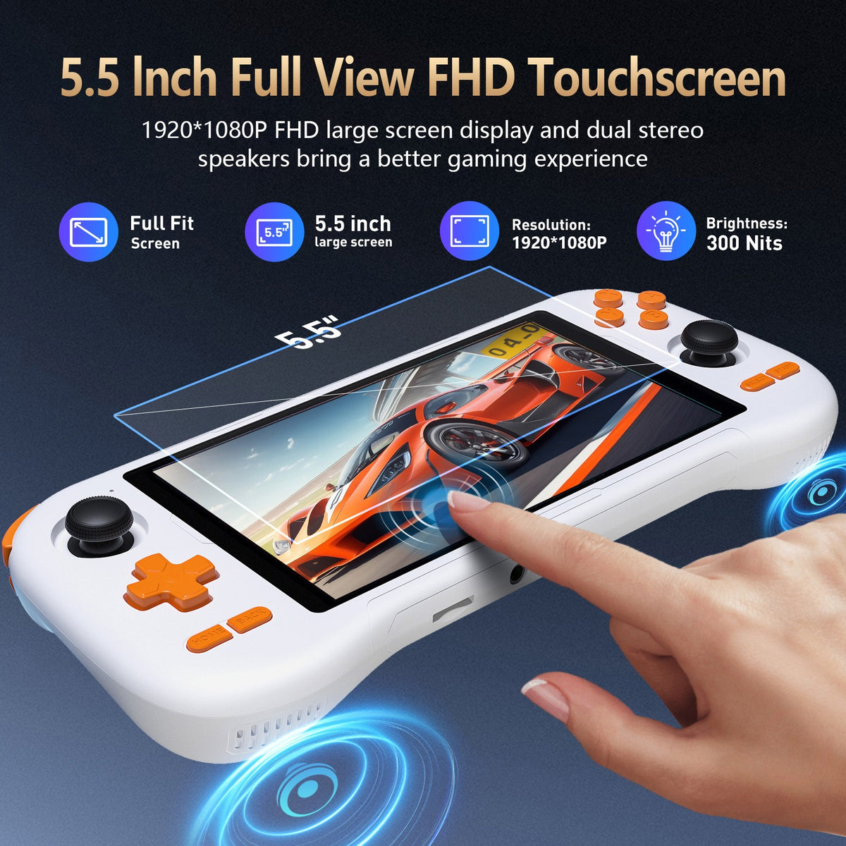 5.5 inches K56 Retro Handheld Gaming Console Android 14 Open Source PSP N64