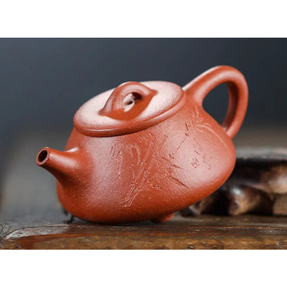 4.5" Chinese Yixing Zisha Pottery Jiangpo Clay 120CC Handmade Bamboo Teapot 石瓢壶