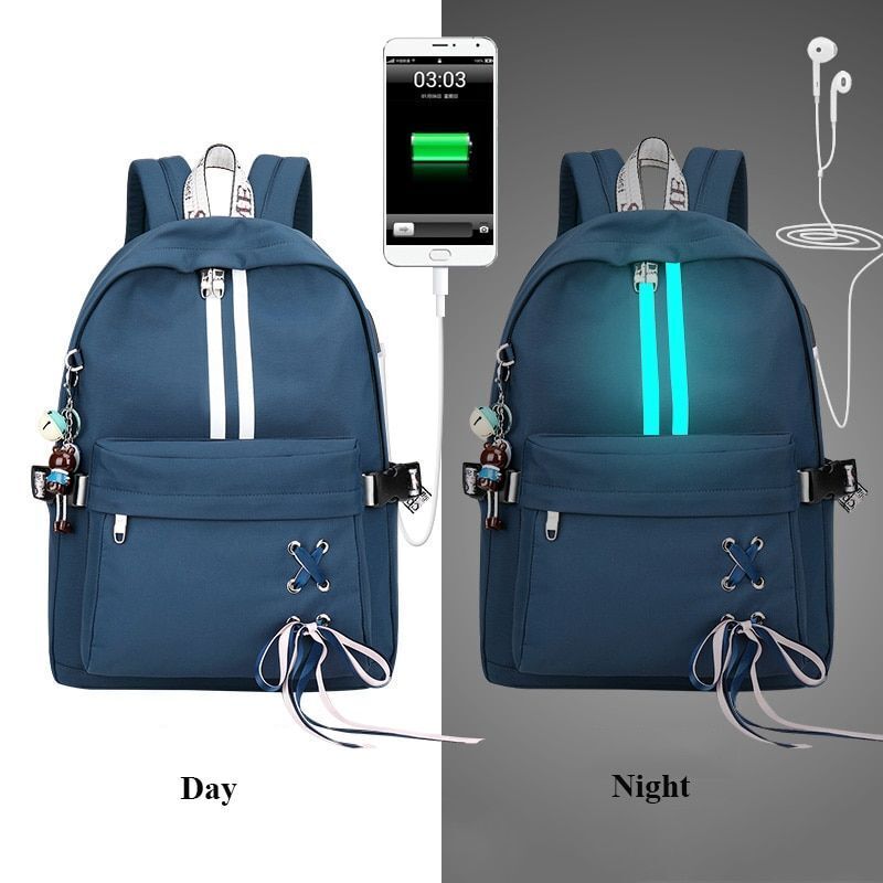 Fashion Reflective Waterproof Backpack Bag Travel Laptop Rucksack Bookbag Pouch