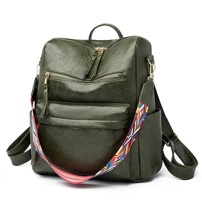 Women Backpack Purse Ladies Travel College Shoulder Bags with Colorful Strap