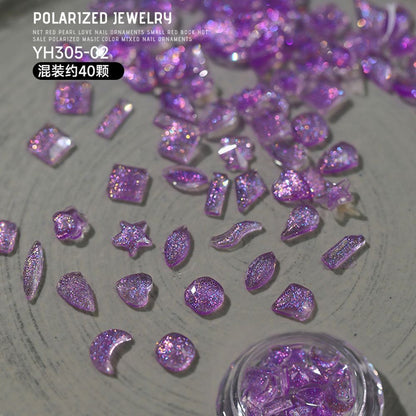 Nail Art Decals 20-100Pcs 3D Heart Charms Clear Acrylic DIY Manicure Accessories