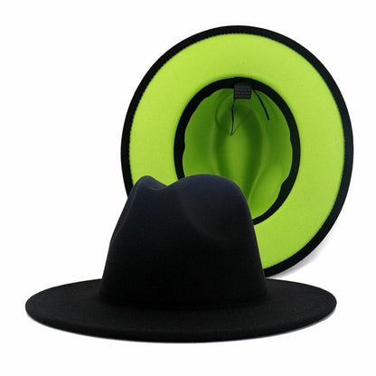 Hats Women Flat Wide Brim Wool Felt Men Black Red Goth Vintage Wedding Elastic