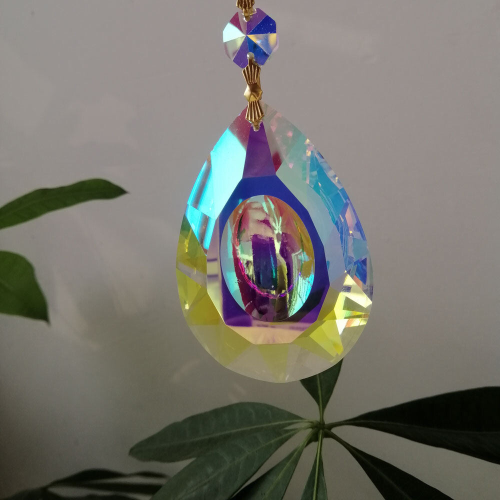 5pcs 76mm Longyan ABcolor Crystal Prisms Pendant Suncatcher Lamp Part Home Decor