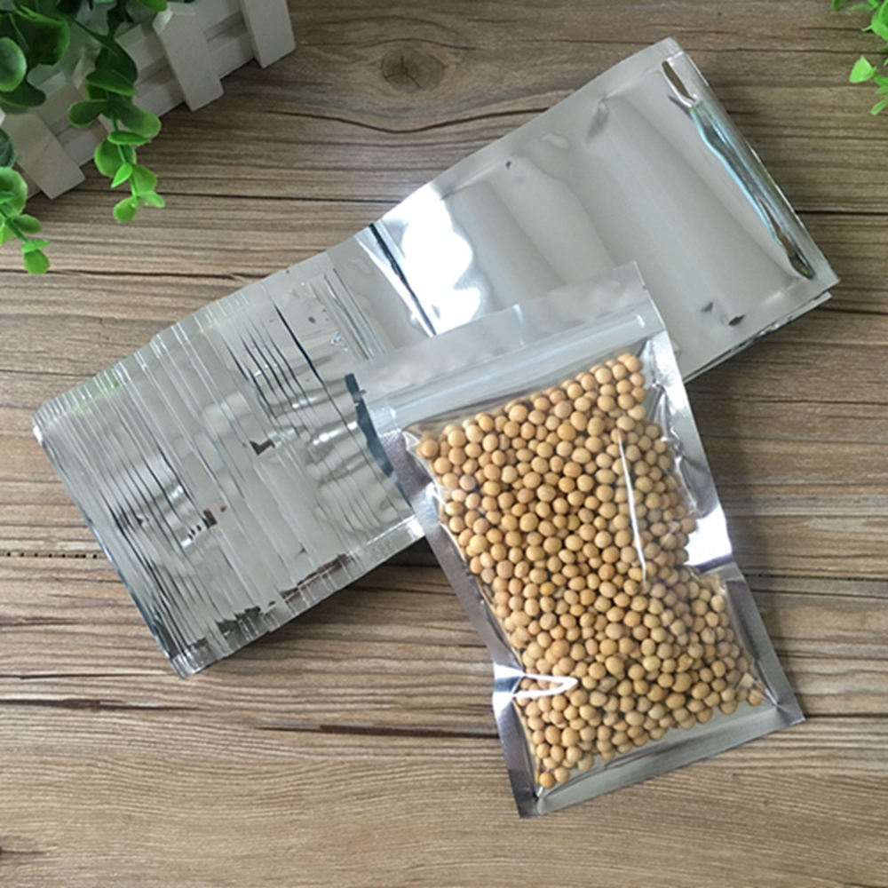 Many Different Sizes for 100 Flat Clear/Silver Foil Mylar Zip Lock Bags