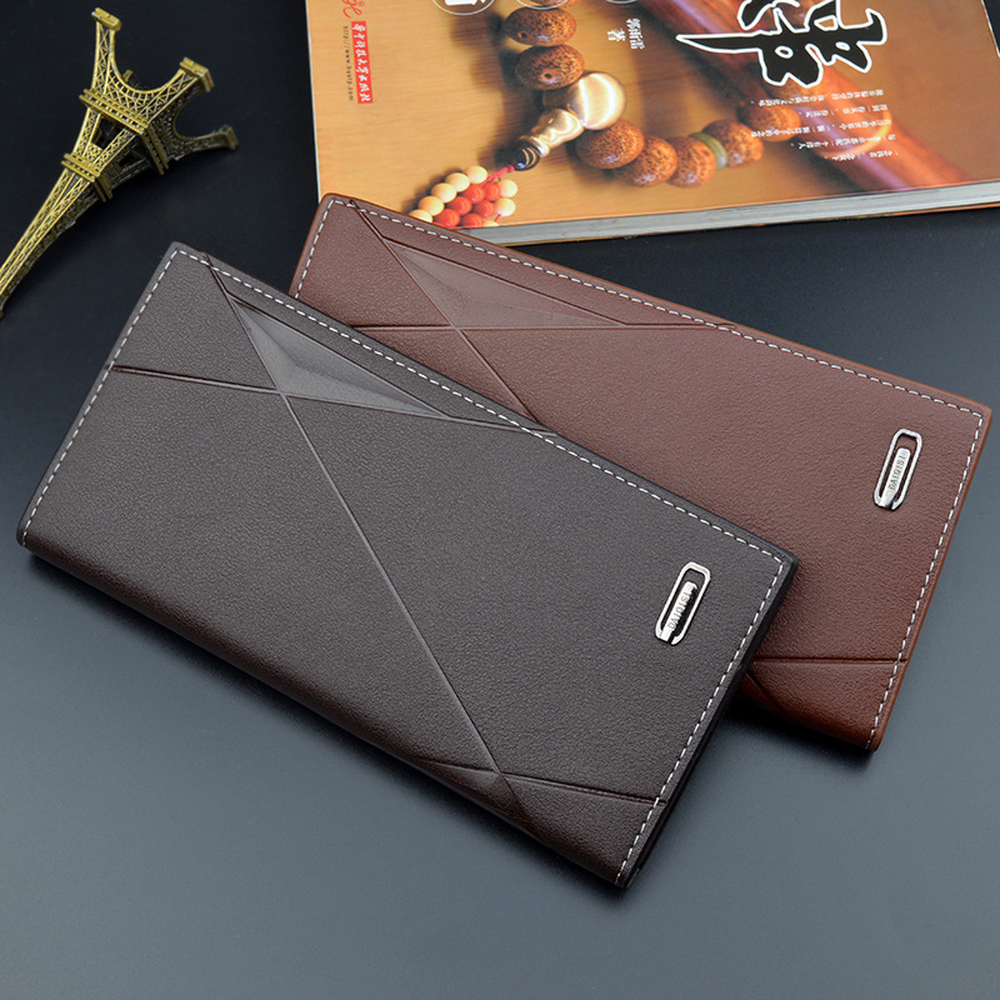 Men's Bifold Leather Wallet Long Zip Clutch Purse Credit Card Holder Handbag