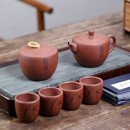 Full Handmade Tea Set True Yixing Zisha Purple Clay Original Ore Tea Pot Cup New