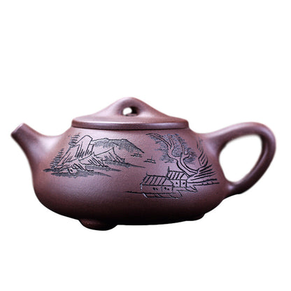 Handmade Carved Tea Pot Real Yixing Zisha Clay Shipiao Pot Ball Shaped Holes New