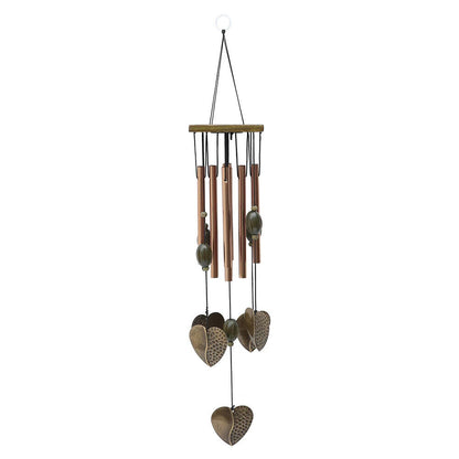 Wind Chimes Metal Hollow Tubes Wooden Pendants Outdoor Heart Sympathy Home Decor