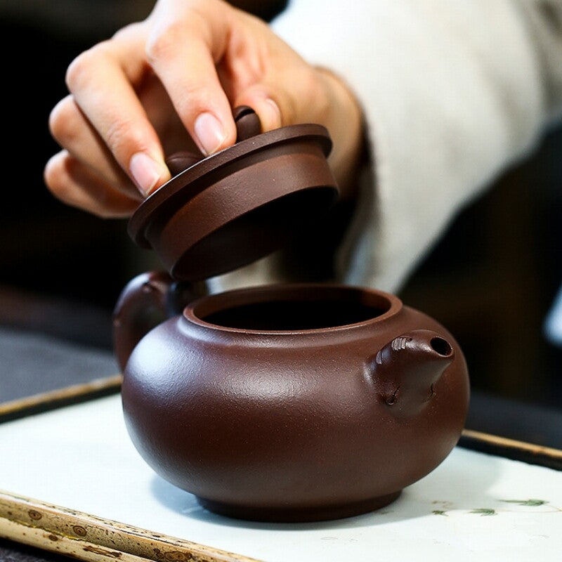 Marked Teapot Full Handmade Pot True Yixing Zisha Purple Clay Ginkgo Leaf Relief