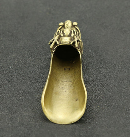 12CM Collection Curio China Bronze Dragon Head Gongfu Tea Spoon Small Statue