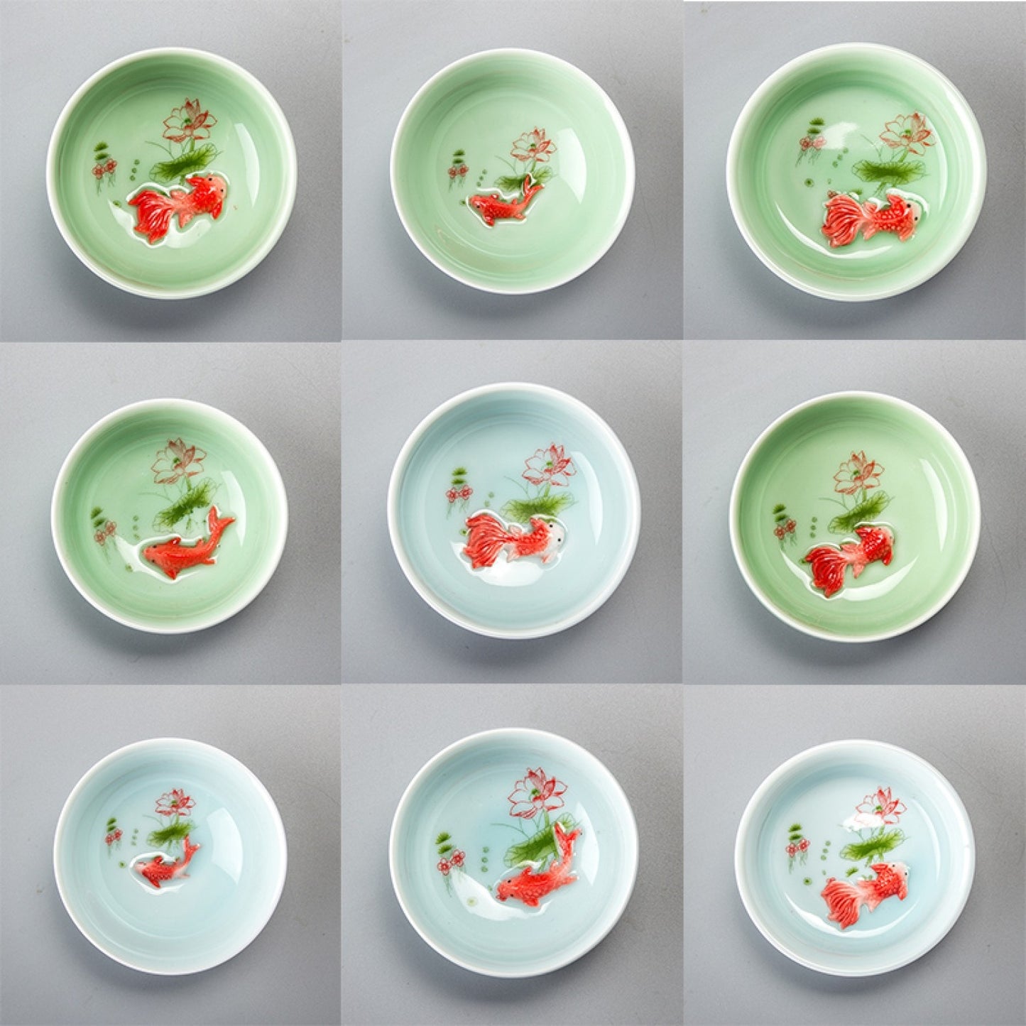 Chinese Tea Cups Porcelain Celadon Fish Teacup Set Loose Leaf Teapot Drinkware