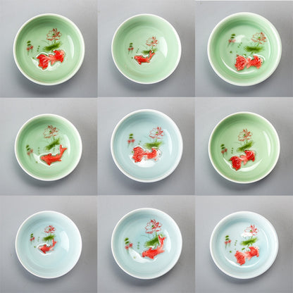 Chinese Tea Cups Porcelain Celadon Fish Teacup Set Loose Leaf Teapot Drinkware
