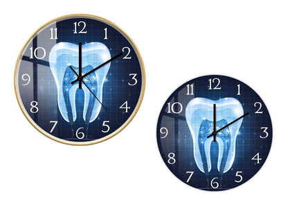 Wall Clocks Blue Dental Clinic Office Tooth Section Anatomy Quartz Watch 30x30cm