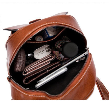 Genuine Leather Backpack Knapsack Small Travel Bag Cowhide Rucksack 22*9.5*27 CM