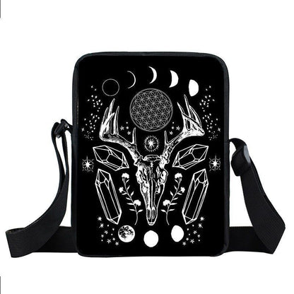 Witch Black Cat Messenger Bag Clutch Canvas Crossbody Shoulder Bags Travel Small