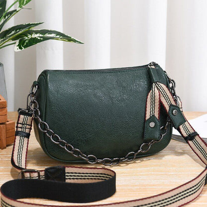Vintage Zipper Little Bag Hard Synthetic Leather Chain Ladies Shoulder Bag Shell